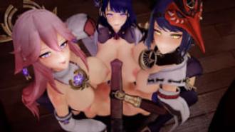  [Bengugu]原神稻妻加强版MMD：爆乳雷电将军高潮喷水，极致诱惑！ 3D